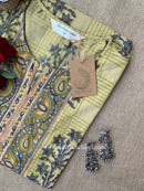 "Ananta" Hand Block Printed Beige Cotton kurta