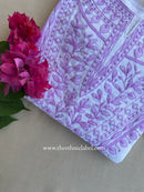 "Chaand" White Embroidered Cotton Kurta