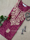 "Rehza" Bandhani Magenta Embroidered Cotton Kurta