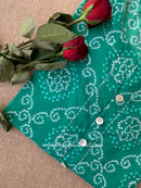 "Ratnali" Bandhani Green Kantha Cotton Kurta