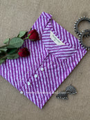 "Zafra" Lehriya Printed Purple Cotton kurta