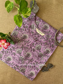 "Vibhu" Lavender Laced Cotton kurta - Big Size