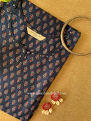 "Yug" Blue Booti Cotton kurta - Big Size