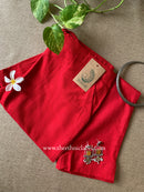 Red Slub Cotton Straight Pants