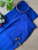 Blue Pure Cotton Straight Pants