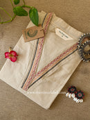 "Vamika" Cream Embroidered Cotton Kurta