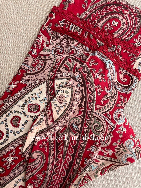 "Sarika" Red Cotton Kurta Set(2pc)