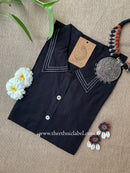 "Shrishti" Black Collared "A" Line Cotton kurta