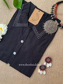 "Shrishti" Black Collared "A" Line Cotton kurta