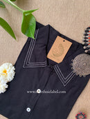 "Shrishti" Black Collared "A" Line Cotton kurta