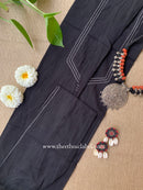 "Shrishti" Black Collared "A" Line Cotton kurta
