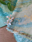 Light Blue Unstitched Suit Set with Dupatta- 3pc