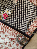 Black Unstitched Suit Set with Cotton Dupatta- 3pc