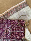 Burgandy Unstitched Suit Set with Doria Dupatta- 3pc