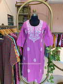 "Lavanya" Lavender Embroidered Cotton Kurta