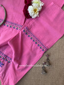 Zara Pink Embroidered Cotton kurta
