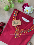 Zara Maroon Embroidered Cotton kurta