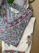 "Sagarika" Cotton Kurta Set with Kota Doria Dupatta(3pc)