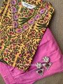 "Sona" Hand Block Printed Kurta with Afghan Pant-2pc