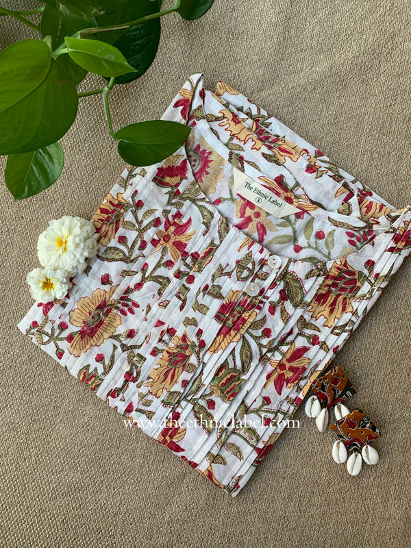 "Shireen" Hand Block Printed Cotton kurta