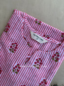 "Leher" Hand Block Printed Striped Cotton kurta