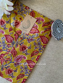 Iraya Mustard Printed Cotton kurta