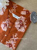 "Aekta" Rust Printed Cotton kurta