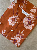 "Aekta" Rust Printed Cotton kurta