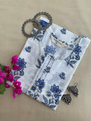 "Raha" Blue Buttoned Cotton kurta