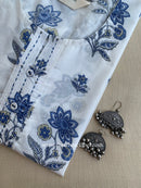 "Raha" Blue Buttoned Cotton kurta