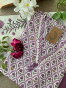 Argha Lavender Cotton Kurta Set with Doria Dupatta(3pc)