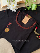 "Nargis" Black Embroidered Cotton Kurta Set with Cotton Dupatta(3pc)