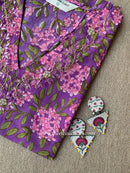 "Gulshan" Hand Block Printed Handwork Cotton kurta