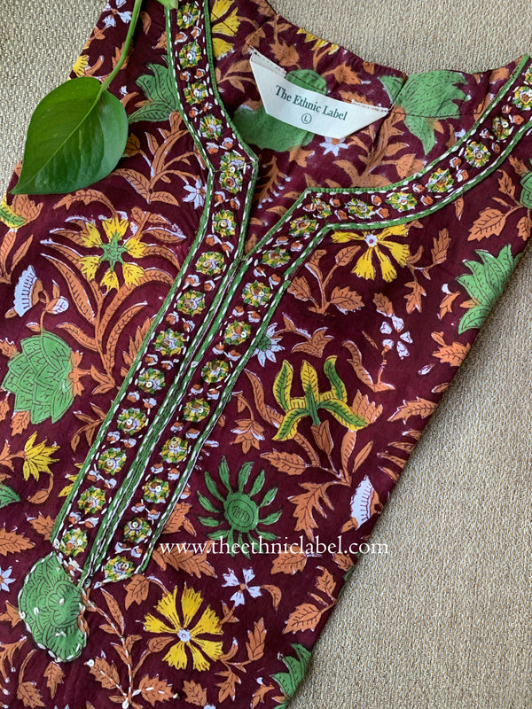 "Rohini" Block Printed Handwork Cotton kurta