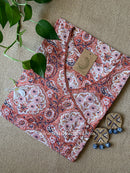 "Peach" Angrakha Cotton kurta - Big Size