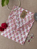 "Tabu" Hand Embroidered Block Printed Cotton kurta - M