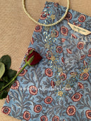 "Vaibhavi" Hand Embroidered Block Printed Cotton kurta