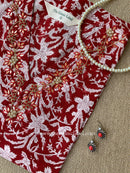 "Ruby" Hand-embroidered Block Print Cotton kurta