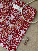 "Ruby" Hand-embroidered Block Print Cotton kurta