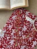 "Ruby" Hand-embroidered Block Print Cotton kurta