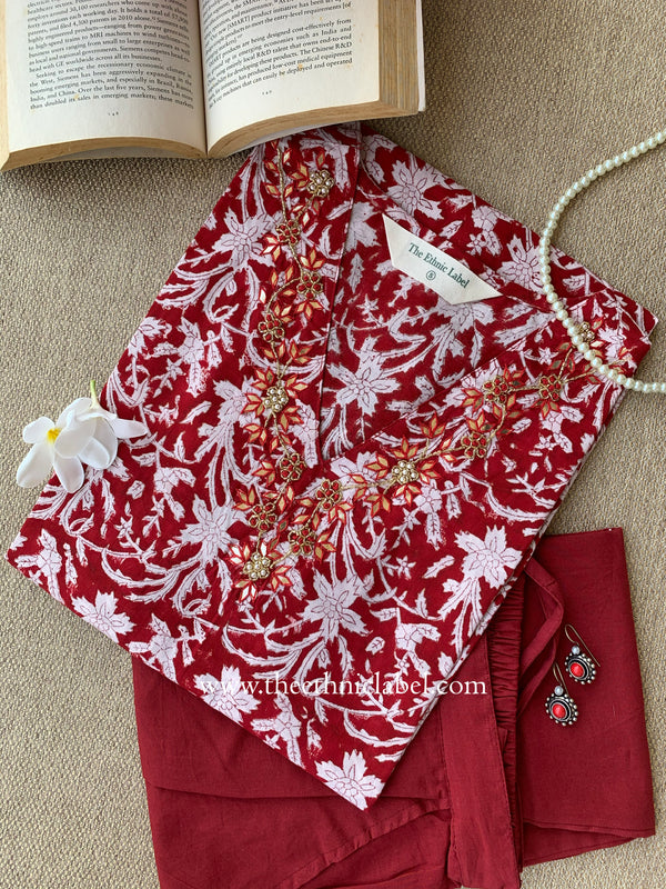 "Archita" Hand Block Printed Kurta with Straight Pant-2pc