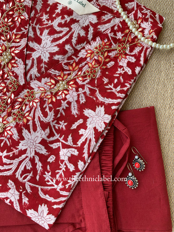 "Archita" Hand Block Printed Kurta with Straight Pant-2pc