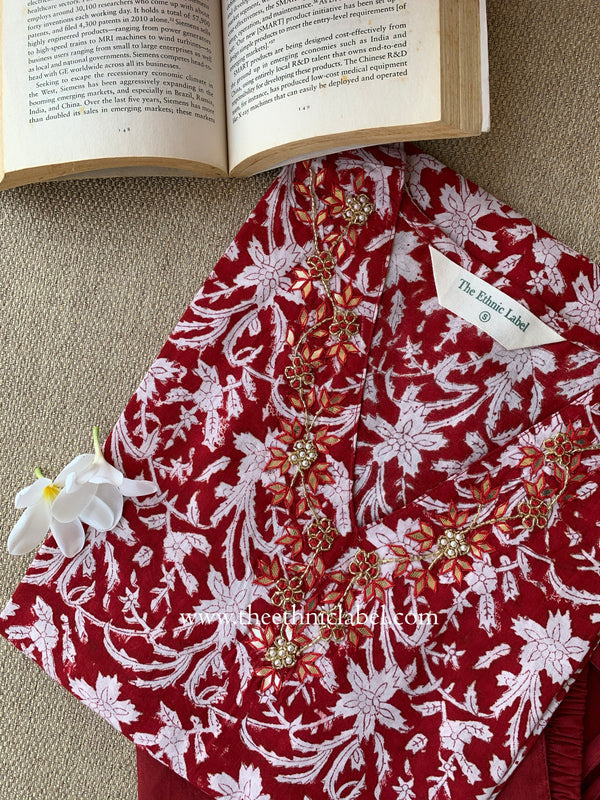 "Archita" Hand Block Printed Kurta with Straight Pant-2pc