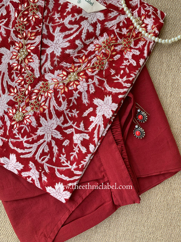 "Archita" Hand Block Printed Kurta with Straight Pant-2pc