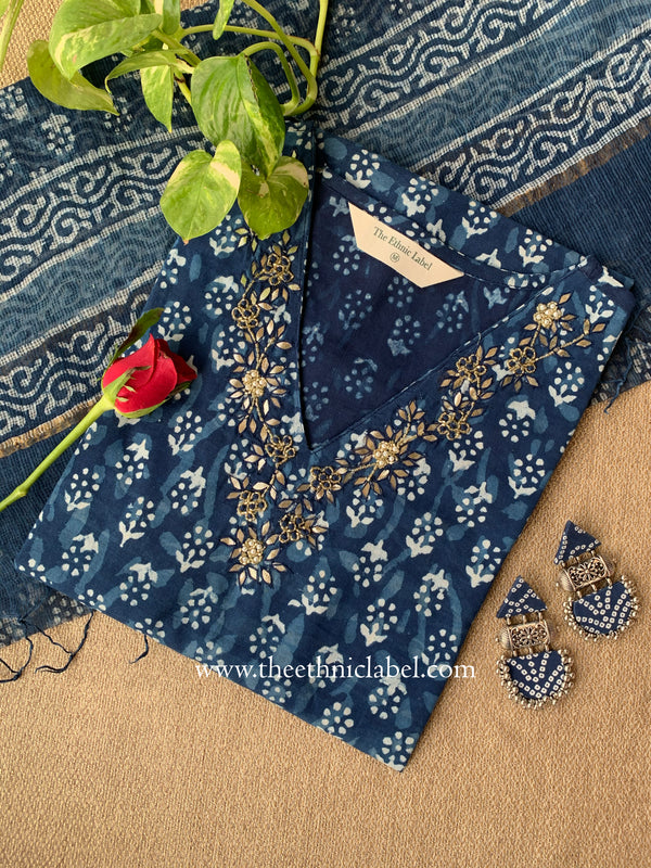 "Mayuri" Cotton Kurta with Kota Doria Dupatta(2pc)