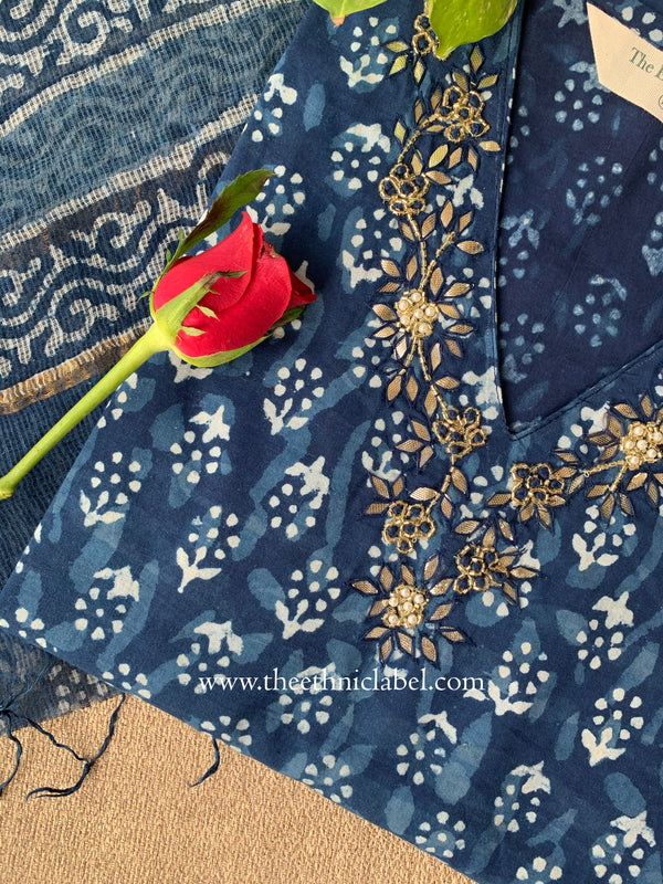 "Mayuri" Cotton Kurta with Kota Doria Dupatta(2pc)