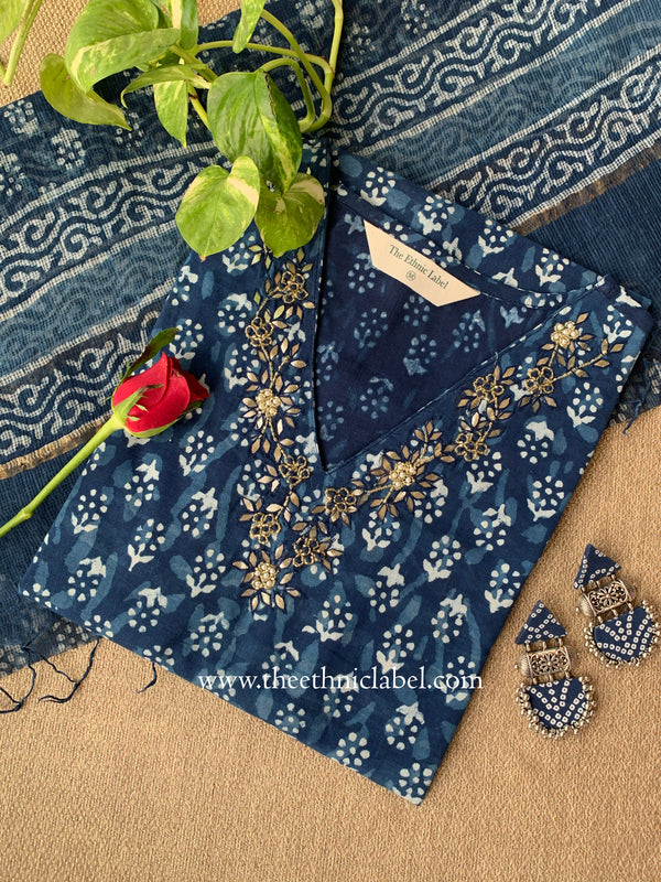 "Mayuri" Cotton Kurta with Kota Doria Dupatta(2pc)