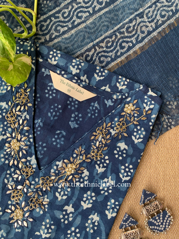"Mayuri" Cotton Kurta with Kota Doria Dupatta(2pc)