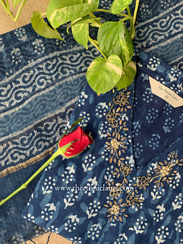 "Mayuri" Cotton Kurta with Kota Doria Dupatta(2pc)
