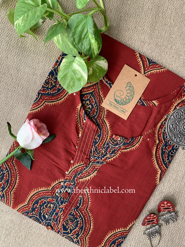 "Sargam" Ajrakh Printed Cotton kurta